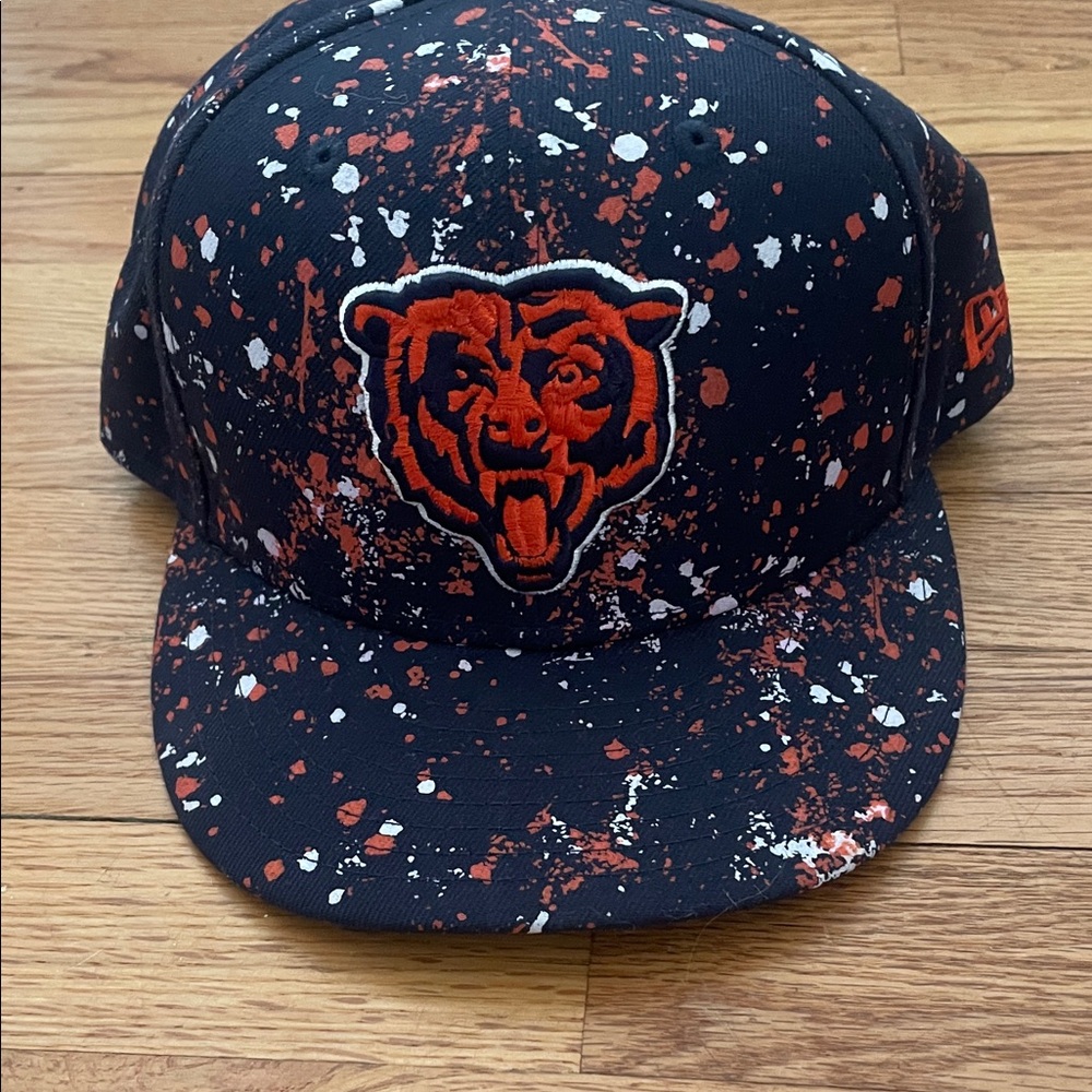 New Era Chicago Bears Black, Orange & White Paint-Splatter Fitted Cap
